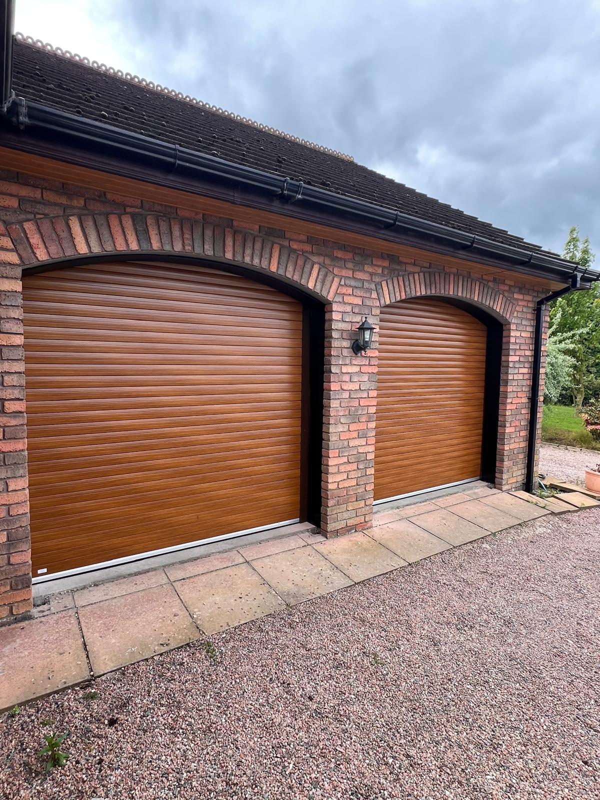 Golden Oak Double Roller Doors