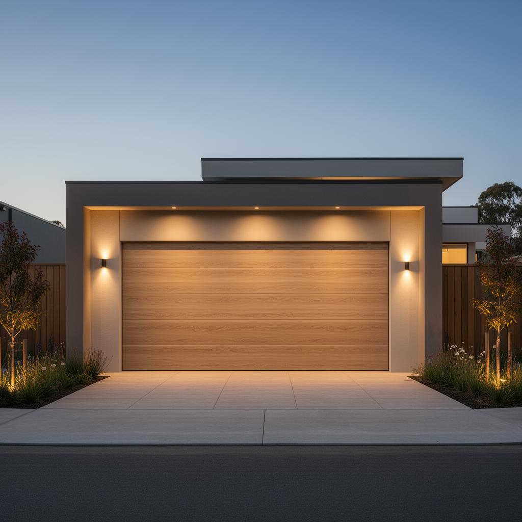 sectional door project in or near Downpatrick — Wood-effect double sectional door installation