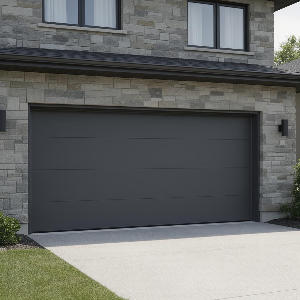 roller door project in or near Downpatrick — Burgundy roller garage door on a rendered home