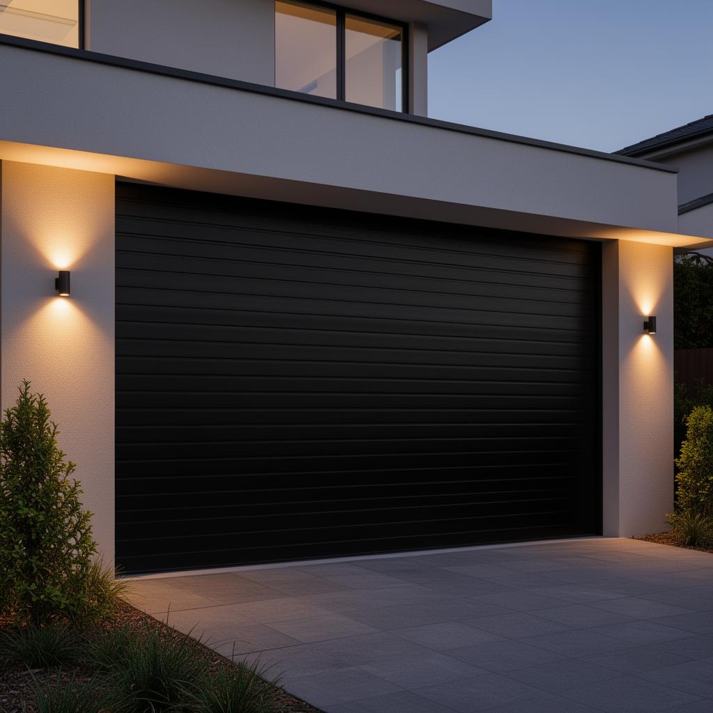 roller door job near Downpatrick — White compact roller garage door fitted to a brick opening